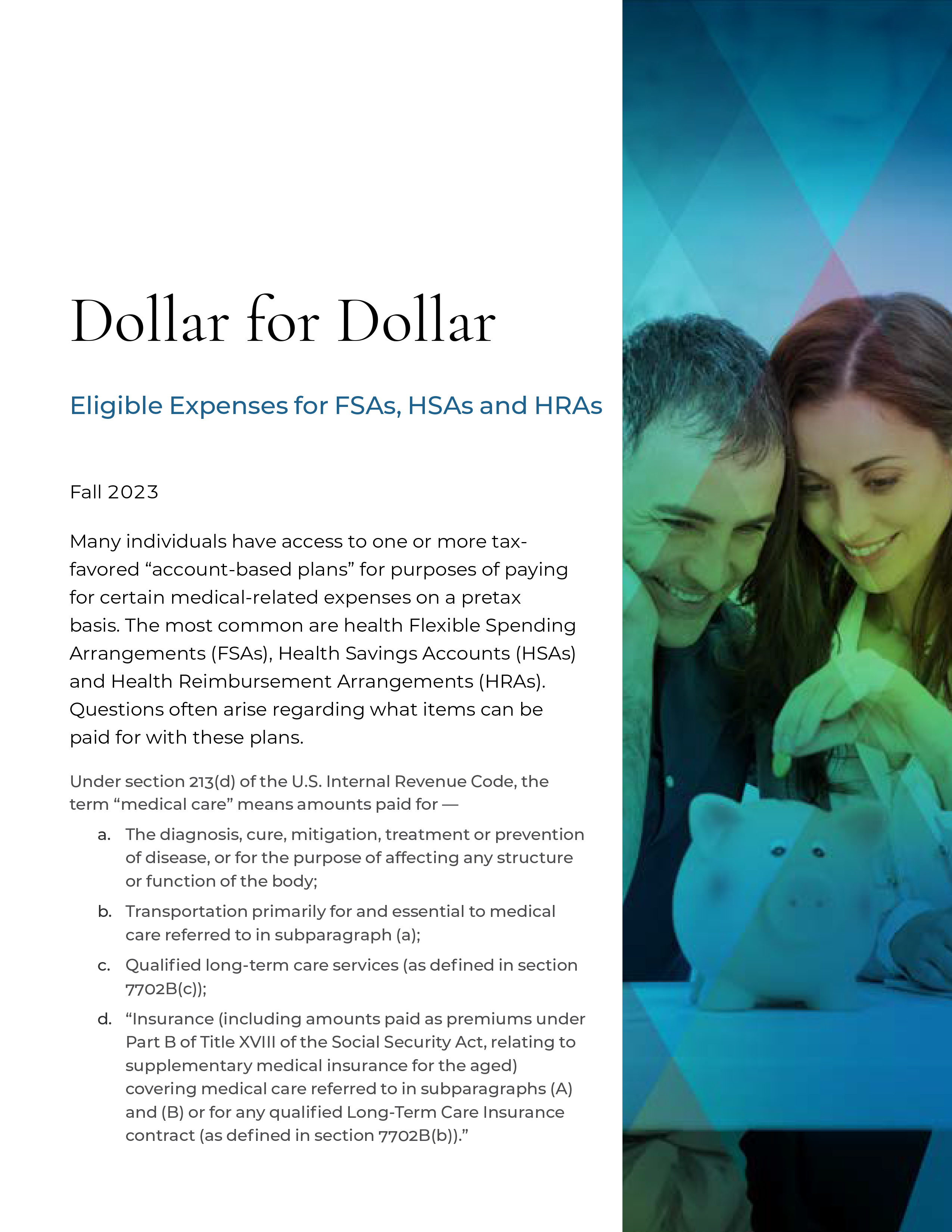 Eligible Expenses for FSAs, HSAs and HRAs