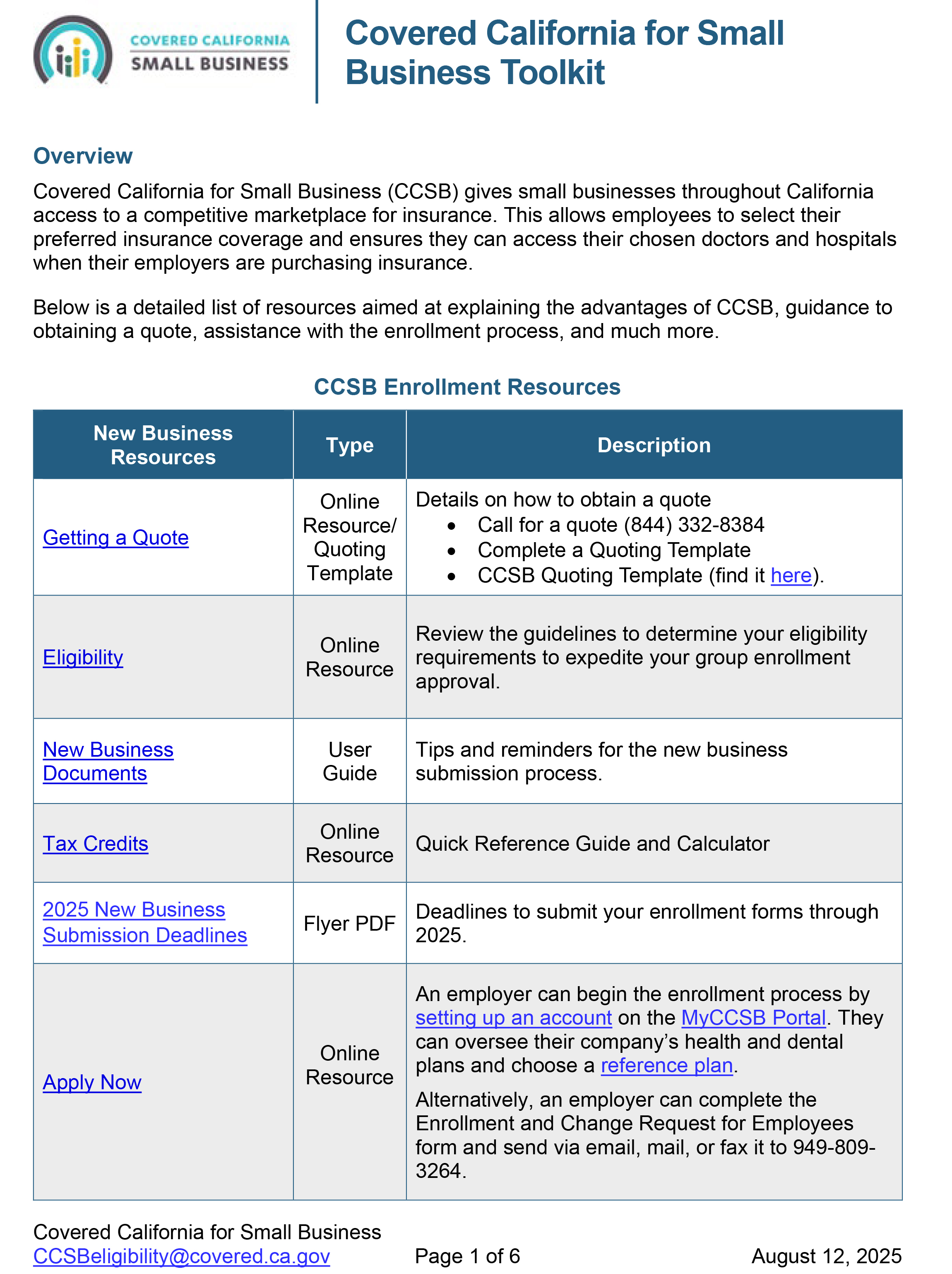 Covered California for Small Business Toolkit