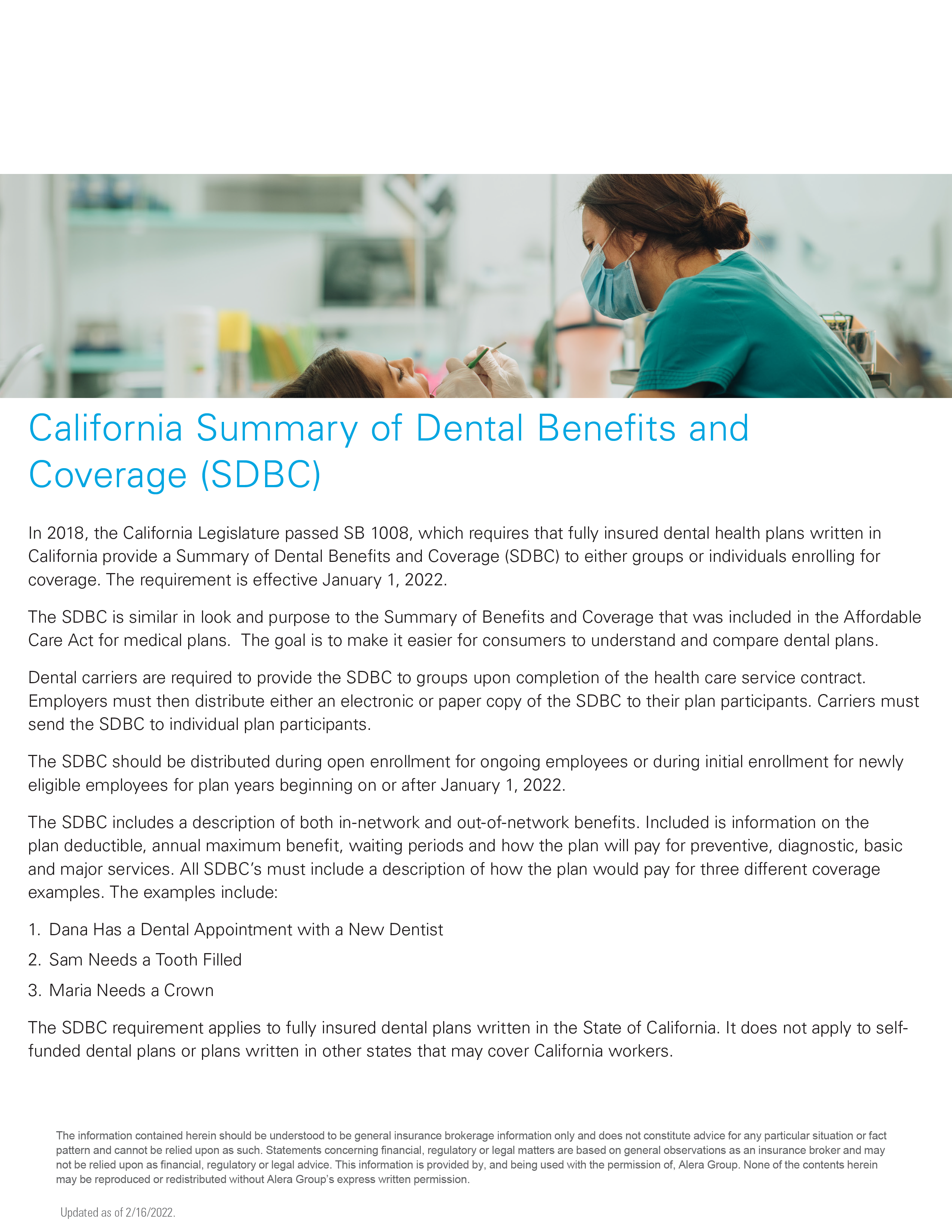 CA Summary of Dental Benefits