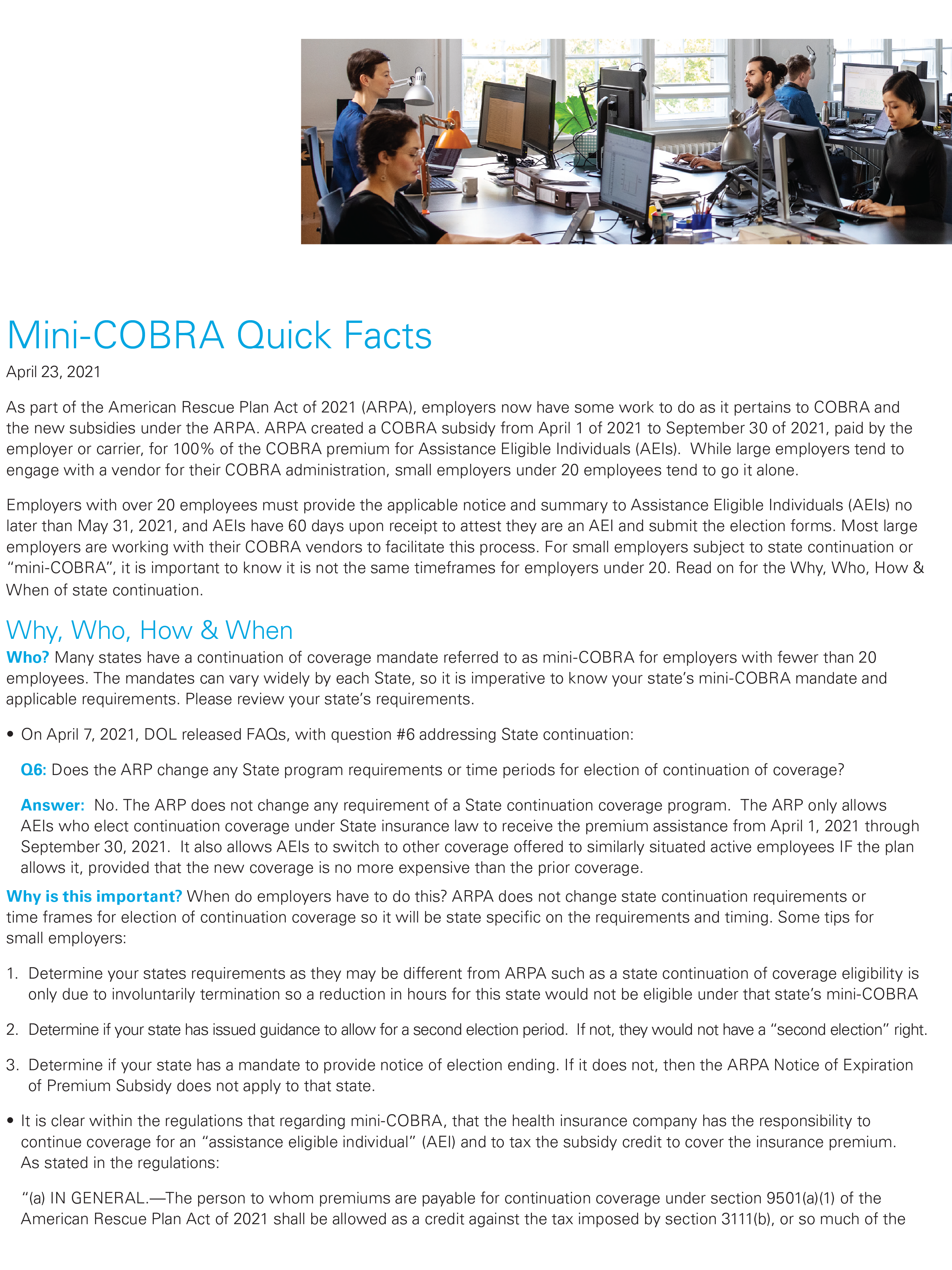 Mini-COBRA Quick Facts