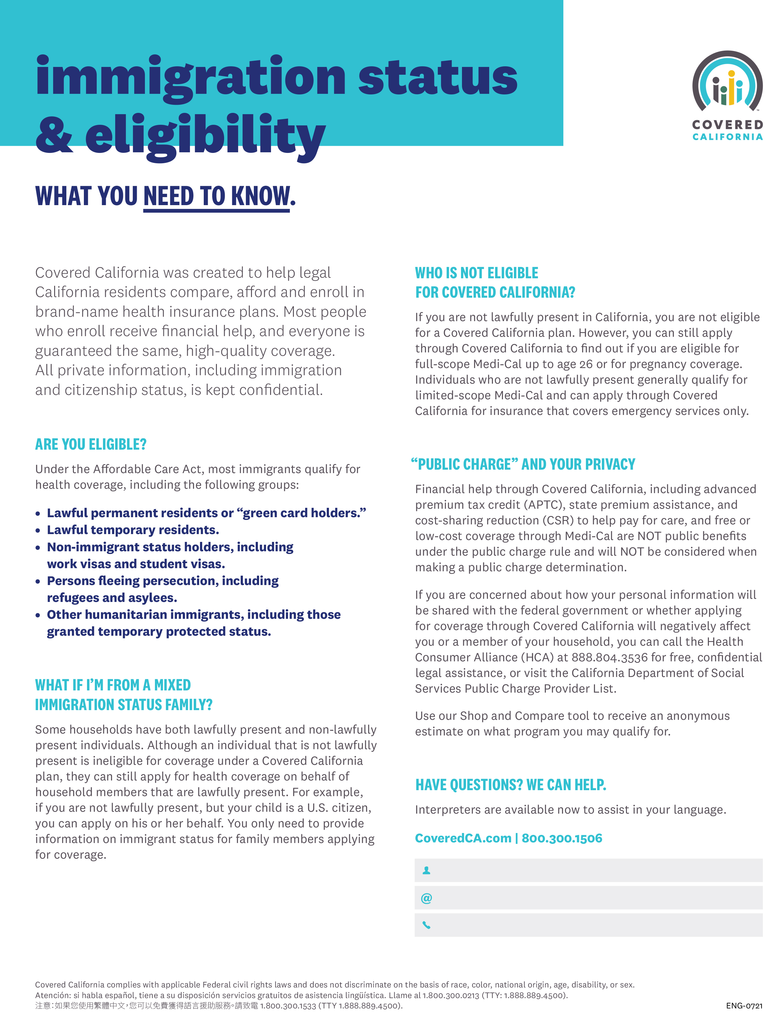 Covered California Immigration Fact Sheet